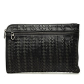 ボッテガヴェネタ イントレチャート クラッチバッグ セカンドバッグ ブラック レザー レディース BOTTEGAVENETA 中古
