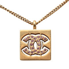 シャネル ココマーク ネックレス ゴールド ピンク メッキ ラインストーン レディース CHANEL 【中古】