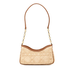 ディオール 30モンテーニュ ホーボー アベニュー チェーン ハンドバッグ ベージュ ブラウン ラフィア レザー レディース Dior 【中古】