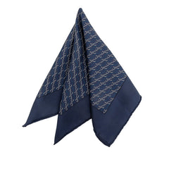 エルメス カレ42 シェーヌダンクル Chaine d'Ancre 総柄 スカーフ ネイビー シルク レディース HERMES 中古