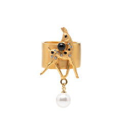 シャネル バンビ モチーフ リング 指輪 ゴールド メッキ ラインストーン レディース CHANEL 【中古】