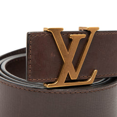 ルイ ヴィトン サンチュール LVイニシャル ベルト 100/40 M6902 ブラウン レザー メンズ LOUIS VUITTON 【中古】