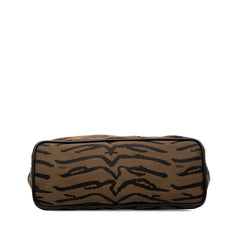 フェンディ トラ タイガー柄 ハンドバッグ ワンショルダーバッグ ブラウン キャンバス レザー レディース FENDI 中古