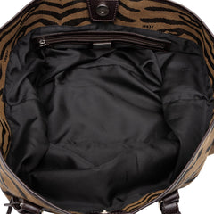 フェンディ トラ タイガー柄 ハンドバッグ ワンショルダーバッグ ブラウン キャンバス レザー レディース FENDI 中古
