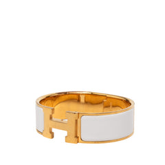 エルメス クリッククラックGM エナメルブレスレット シルバー ホワイト メタル レディース HERMES 【中古】