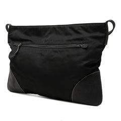 プラダ 三角ロゴプレート 斜め掛け ショルダーバッグ ブラック ナイロン レザー レディース PRADA 【中古】