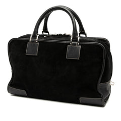 ロエベ アナグラム アマソナ36 ハンドバッグ ブラック スウェード レザー レディース LOEWE 【中古】