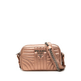プラダ ロゴ キルティング チェーン ショルダーバッグ ピンク レザー レディース PRADA 中古