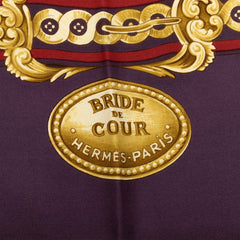 エルメス カレ90 Bride de Cour 法廷の勒 スカーフ パープル系 シルク レディース HERMES 【中古】