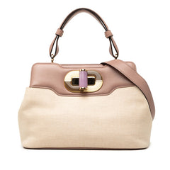 ブルガリ イザベラ ロッセリーニ ハンドバッグ ショルダーバッグ 2WAY パープル ベージュ レザー キャンバス レディース BVLGARI 【中古】
