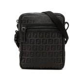 フェンディ ズッキーノ 斜め掛け ショルダーバッグ 8BT098 ブラウン ブラック キャンバス レザー レディース FENDI 【中古】