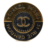 シャネル ココマーク 31 RUE CAMBON ル カンボン ラウンド ロゴ ブローチ ゴールド ブラック メッキ レディース CHANEL 【中古】