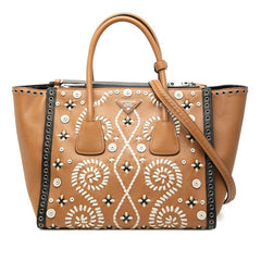 プラダ 三角ロゴプレート ハンドバッグ ショルダーバッグ 2WAY ブラウン ホワイト サフィアーノレザー レディース PRADA 【中古】