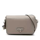 プラダ 三角ロゴプレート ショルダーバッグ クロスボディ 2VD065 グレージュ サフィアーノレザー レディース PRADA 【中古】