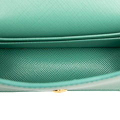 プラダ 三角ロゴプレート チェーン ミニショルダーポーチ ショルダーバッグ 1MR017 グリーン サフィアーノ レディース PRADA 【中古】