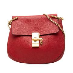 クロエ ドリュー 斜めかけ チェーン ショルダーバッグ 04165765 レッド ゴールド レザー レディース Chloe 【中古】