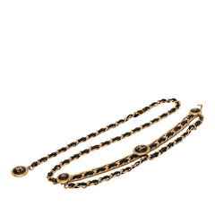 シャネル ヴィンテージ ココマーク チェーン ベルト ゴールド ブラック メッキ レザー レディース CHANEL 【中古】