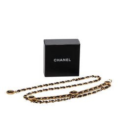 シャネル ヴィンテージ ココマーク チェーン ベルト ゴールド ブラック メッキ レザー レディース CHANEL 【中古】