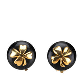 シャネル ヴィンテージ ラウンド 四つ葉 クローバー モチーフ イヤリング ゴールド ブラック メッキ レディース CHANEL 【中古】