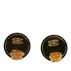 シャネル ヴィンテージ ラウンド 四つ葉 クローバー モチーフ イヤリング ゴールド ブラック メッキ レディース CHANEL 【中古】