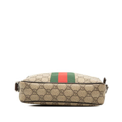 グッチ GGスプリーム シェリーライン 斜め掛け ショルダーバッグ 162910 ベージュ ブラウン PVC レザー レディース GUCCI 中古