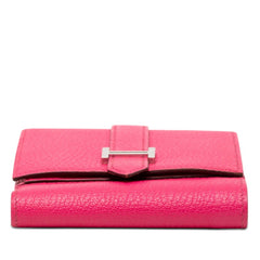 エルメス ベアン レクトベルソ 三つ折り財布 □O 2011 ローズショッキング ピンク シェーブル レディース HERMES 【中古】