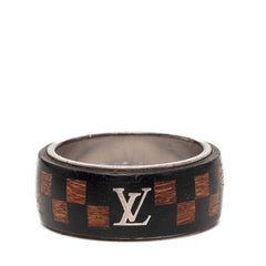 ルイ ヴィトン ダミエ ウッドリング 指輪 #62 M99167 ブラウン シルバー ウッド メタル メンズ LOUIS VUITTON 【中古】