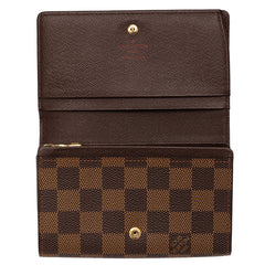 ルイ ヴィトン ダミエ ポルトフォイユ トレゾール 二つ折り財布 N61736 ブラウン PVC レザー レディース LOUIS VUITTON 【中古】