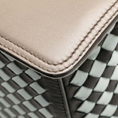 ボッテガヴェネタ イントレチャート トートバッグ ハンドバッグ グレー ブラック レザー レディース BOTTEGAVENETA 【中古】