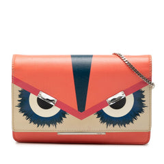 フェンディ モンスター バッグバグズ チェーンショルダーバッグ 8M0346 オレンジ レザー ビジュー レディース FENDI 【中古】