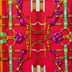 エルメス カレ90 GRAND MANEGE 大調教術 スカーフ ブルー レッド ホワイト シルク レディース HERMES 【中古】