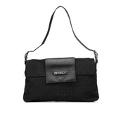 ブルガリ ロゴマニア ハンドバッグ ワンショルダーバッグ ブラック キャンバス レザー レディース BVLGARI 【中古】