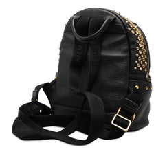 エム シー エム ヴィセトス スタッズバックパック リュック ブラック ゴールド レザー スワロフスキー レディース MCM 【中古】