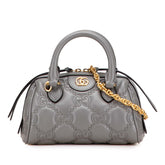 グッチ GGマトラッセ キルティング ミニボストンバッグ ショルダーバッグ 2WAY 702251 グレー レザー レディース GUCCI 中古