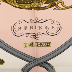 エルメス カレ90 SPRINGS スプリングス スカーフ ピンク ホワイト シルク レディース HERMES 【中古】