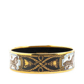 エルメス エマイユGM 馬 ホース バングル ブラック ゴールド メッキ レディース HERMES 【中古】