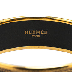 エルメス エマイユGM 馬 ホース バングル ブラック ゴールド メッキ レディース HERMES 【中古】
