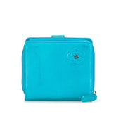 シャネル カメリア ココマーク 二つ折り財布 ライトブルー ラムスキン レディース CHANEL 【中古】