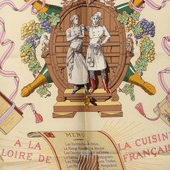 エルメス カレ90 フランス料理を讃えて A La Gloire De La Cuisine FRANCAISE スカーフ ブルー ベージュ シルク レディース HERMES 【中古】