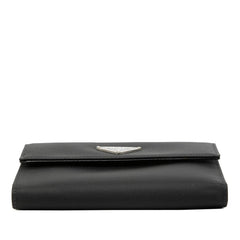 プラダ 三角ロゴプレート 三つ折り財布 M170 ネロ ブラック ナイロン レザー レディース PRADA 【中古】