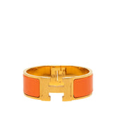エルメス クリッククラックH PM ブレスレット バングル ゴールド オレンジ メッキ エナメル レディース HERMES 中古