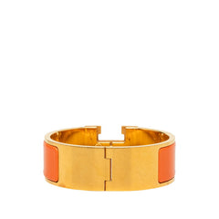 エルメス クリッククラックH PM ブレスレット バングル ゴールド オレンジ メッキ エナメル レディース HERMES 中古