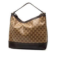 グッチ GGクリスタル ワンショルダーバッグ ハンドバッグ 336650 ベージュ ブラウン PVC レザー レディース GUCCI 【中古】