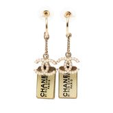 シャネル ココマーク 31 RUE CAMBON ル カンボン プレート スイング ピアス ゴールド メタル フェイクパール レディース CHANEL 【中古】