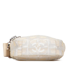 シャネル ニュートラベルライン 斜め掛け ショルダーバッグ ポシェット アイボリー キャンバス レザー レディース CHANEL 【中古】