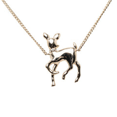 シャネル ココマーク バンビ モチーフ ネックレス ゴールド メッキ フェイクパール レディース CHANEL 【中古】