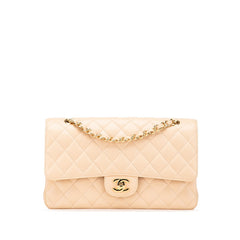 シャネル マトラッセ25 ダブルフラップ チェーン ショルダーバッグ ベージュ ゴールド金具 キャビアスキン レディース CHANEL 【中古】