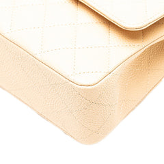 シャネル マトラッセ25 ダブルフラップ チェーン ショルダーバッグ ベージュ ゴールド金具 キャビアスキン レディース CHANEL 【中古】