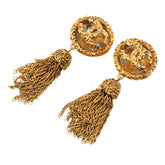 シャネル ココマーク 溶岩 ヨウガン ミラー フリンジ イヤリング ゴールド メッキ レディース CHANEL 【中古】