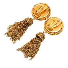 シャネル ココマーク 溶岩 ヨウガン ミラー フリンジ イヤリング ゴールド メッキ レディース CHANEL 【中古】